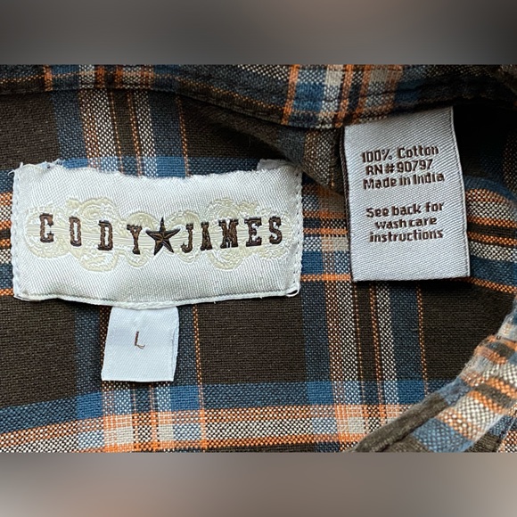 Cody James Plaid Long Sleeve Shirt, Brown Multi-color, Men's Size Large - Picture 11 of 11